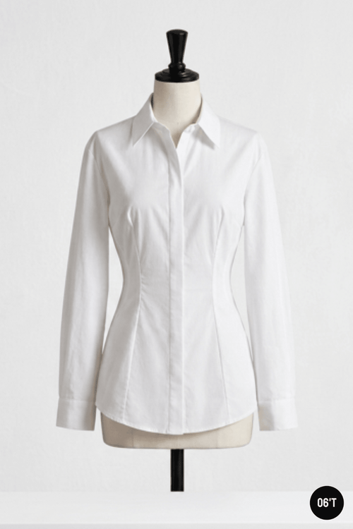 Chemise Oxford Femme Tall Blanche 100% Coton — Coupe Cintrée Taille Haute - OVERSIXTALL36