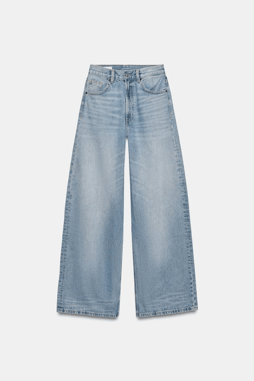 large bleu clair femme 1m75 1m80 1m85 tall coupe extra wide leg taille haute